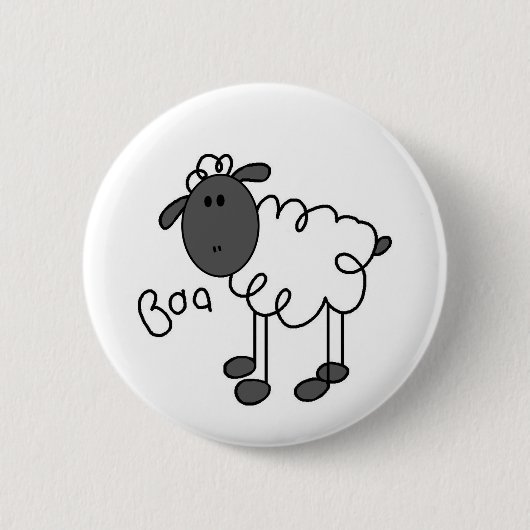 Stick Figuur Sheep Ronde Button 5,7 Cm (Voorkant)