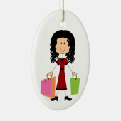 Stick Figuur Shopping Keramisch Ornament (Rechts)