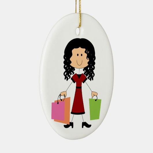 Stick Figuur Shopping Keramisch Ornament (Rechts)