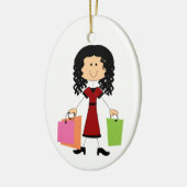 Stick Figuur Shopping Keramisch Ornament (Links)