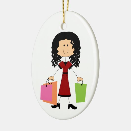 Stick Figuur Shopping Keramisch Ornament (Links)