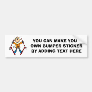 Stick Figuur Skier T-shirts en cadeautjes Bumpersticker