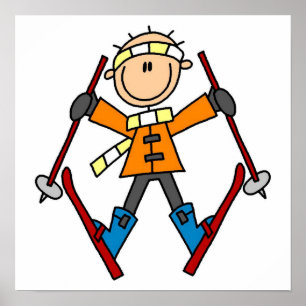 Stick Figuur Skier T-shirts en cadeautjes Poster