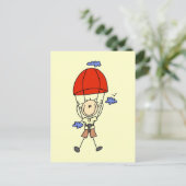 Stick Figuur Sky Diver Tshirts en cadeautjes Briefkaart (Staand voorkant)