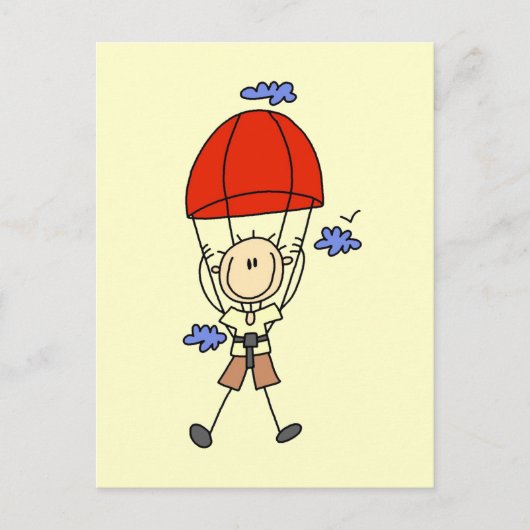 Stick Figuur Sky Diver Tshirts en cadeautjes Briefkaart (Voorkant)