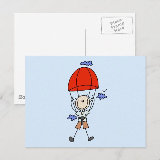 Stick Figuur Sky Diver Tshirts en cadeautjes Briefkaart (Voorkant / Achterkant)