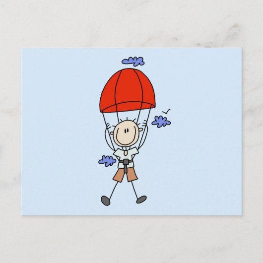 Stick Figuur Sky Diver Tshirts en cadeautjes Briefkaart (Voorkant)