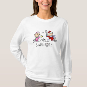 Stick Figuur Snowball Fight T shirt