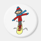 Stick figuur snowboarden magneet (Voorkant)