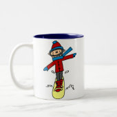 Stick Figuur Snowboarding Tweekleurige Koffiemok (Links)