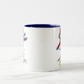 Stick Figuur Snowboarding Tweekleurige Koffiemok (Center)