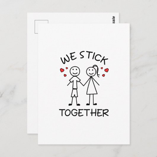 Stick figuur Stickman Koppels Valentijnsdag Liefde Briefkaart (Voorkant / Achterkant)