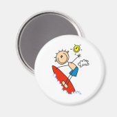 Stick figuur Surfer Boy Button Magneet (Voorkant / Achterkant)