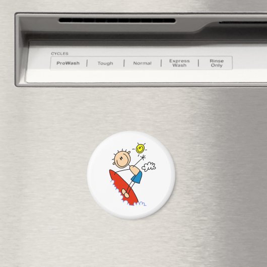 Stick figuur Surfer Boy Button Magneet (Insitu (Vaatwasser))