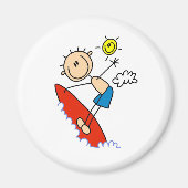 Stick figuur Surfer Boy Button Magneet (Voorkant)