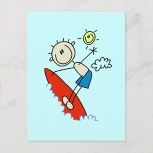 Stick Figuur Surfer Boy Tshirts and Gifts Briefkaart