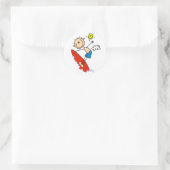 Stick Figuur Surfer Jongen Tshirts en geschenken Ronde Sticker (Tas)