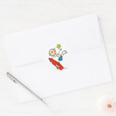 Stick Figuur Surfer Jongen Tshirts en geschenken Ronde Sticker (Envelop)