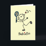 Stick Figuur T-shirts met T-shirts en cadeautjes Kaart<br><div class="desc">Als je van badminton en stokfiguren houdt,  hou je van dit schattige basis-stickmodel badminton op Badminton T-shirts,  hooien,  tanktoppen,  mokken,  kaarten,  stickers,  magneten en andere spullen!</div>