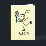 Stick Figuur T-shirts met T-shirts en cadeautjes Kaart<br><div class="desc">Als je van badminton en stokfiguren houdt,  hou je van dit schattige basis-stickmodel badminton op Badminton T-shirts,  hooien,  tanktoppen,  mokken,  kaarten,  stickers,  magneten en andere spullen!</div>