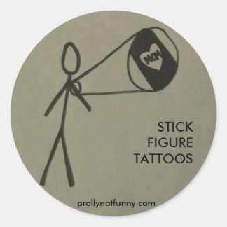 STICK FIGUUR TATTOOS RONDE STICKER