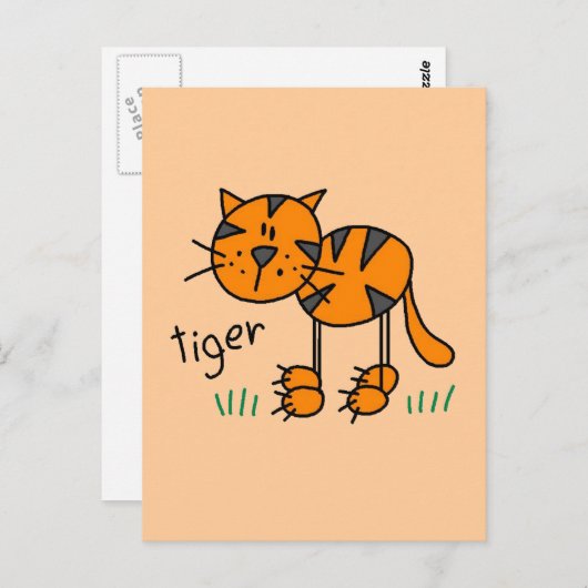 Stick Figuur Tiger T-shirts en cadeautjes Briefkaart (Voorkant / Achterkant)