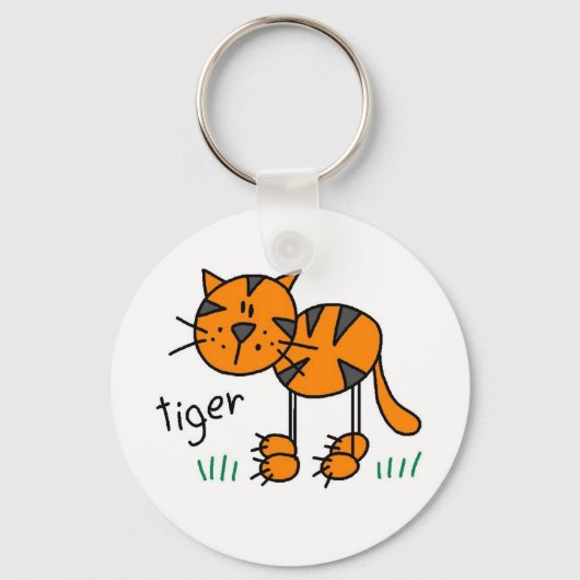 Stick Figuur Tiger T-shirts en cadeautjes Sleutelhanger (Voorkant)