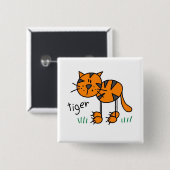 Stick Figuur Tiger T-shirts en cadeautjes Vierkante Button 5,1 Cm (Voorkant /achterkant)