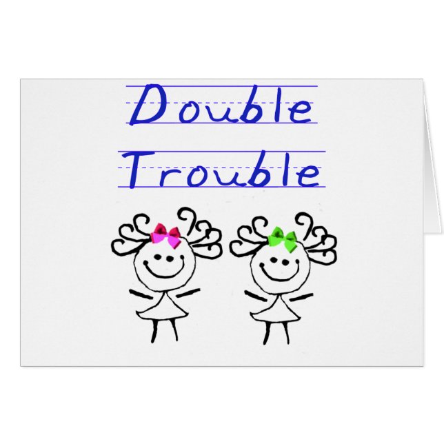 Stick Figuur Twin meisjes (Voorkant Horizontaal)