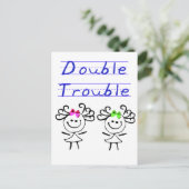 Stick Figuur Twin meisjes Briefkaart (Staand voorkant)