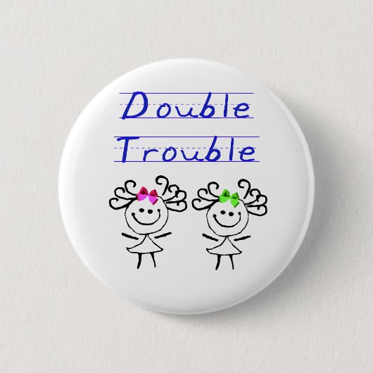 Stick Figuur Twin meisjes Ronde Button 5,7 Cm (Voorkant)