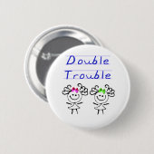 Stick Figuur Twin meisjes Ronde Button 5,7 Cm (Voorkant /achterkant)