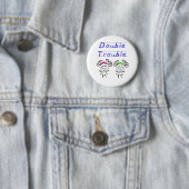 Stick Figuur Twin meisjes Ronde Button 5,7 Cm (In situ)