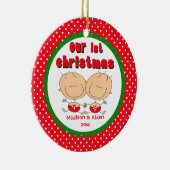 Stick Figuur Twins Baby's First Kerstversiering Keramisch Ornament (Rechts)