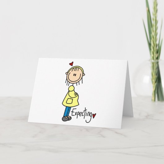 Stick Figuur Verwacht Baby Aankondiging (Voorkant)