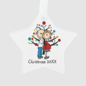 Stick Figuur verwachttant Couple Holiday Ornament (achterkant)