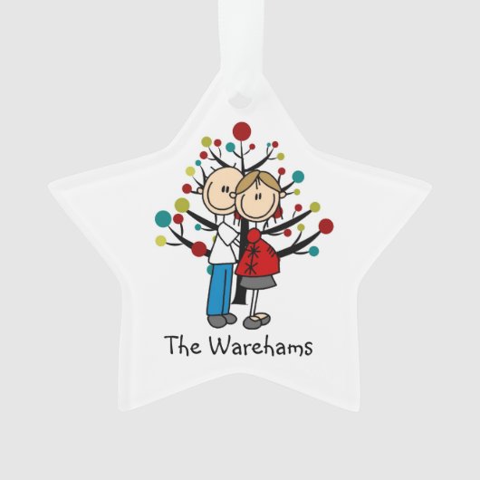 Stick Figuur verwachttant Couple Holiday Ornament (voorkant)