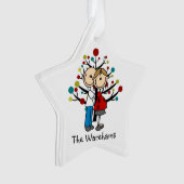 Stick Figuur verwachttant Couple Holiday Ornament (voorkant)
