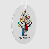 Stick Figuur verwachttant Couple Holiday Ornament (voorkant)
