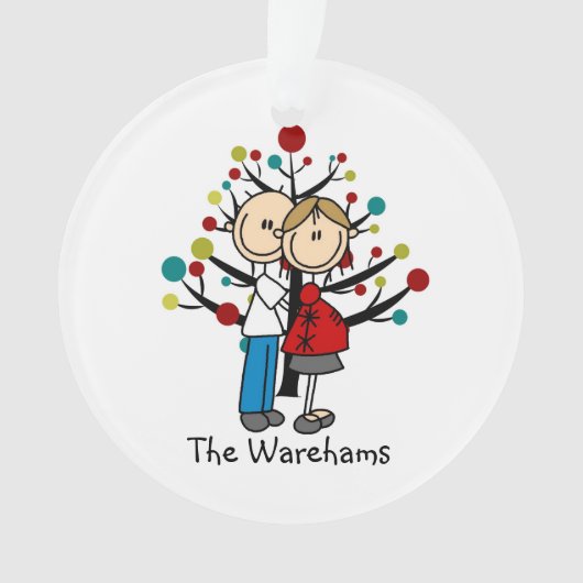 Stick Figuur verwachttant Couple Holiday Ornament (voorkant)