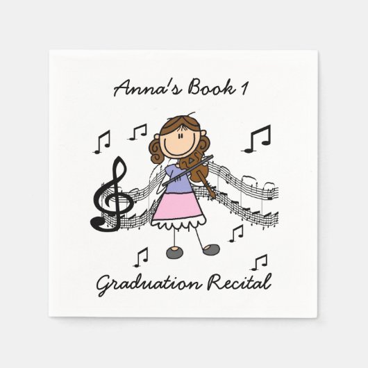 Stick figuur viool speler papier servetten (Voorkant)