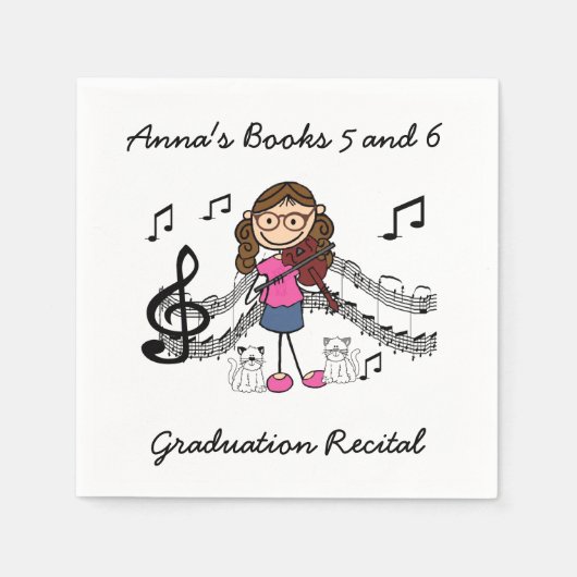 Stick figuur viool speler papier servetten (Voorkant)