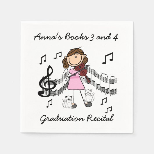 Stick figuur viool speler papier servetten (Voorkant)