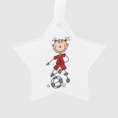 Stick figuur voetbal rood uniform acryl Ornament (achterkant)