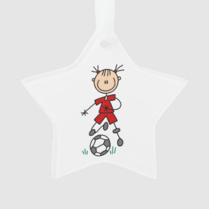 Stick figuur voetbal rood uniform acryl Ornament