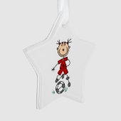 Stick figuur voetbal rood uniform acryl Ornament (voorkant)