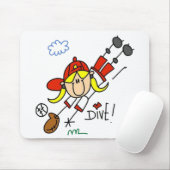 Stick Figuur voor Girl Baseball Player Muismat (Met muis)