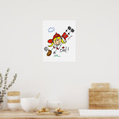 Stick Figuur voor Girl Baseball Player Poster (Keuken)