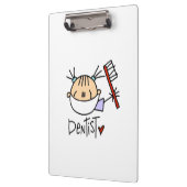 Stick figuur Vrouw Tandarts Klembord (Links)