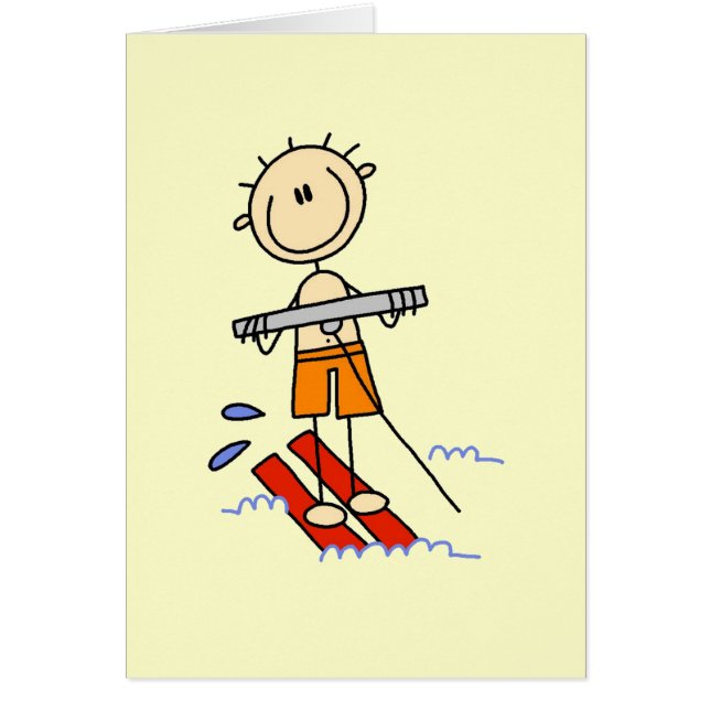 Stick Figuur water Skiing Tshirts en giften (Voorkant)